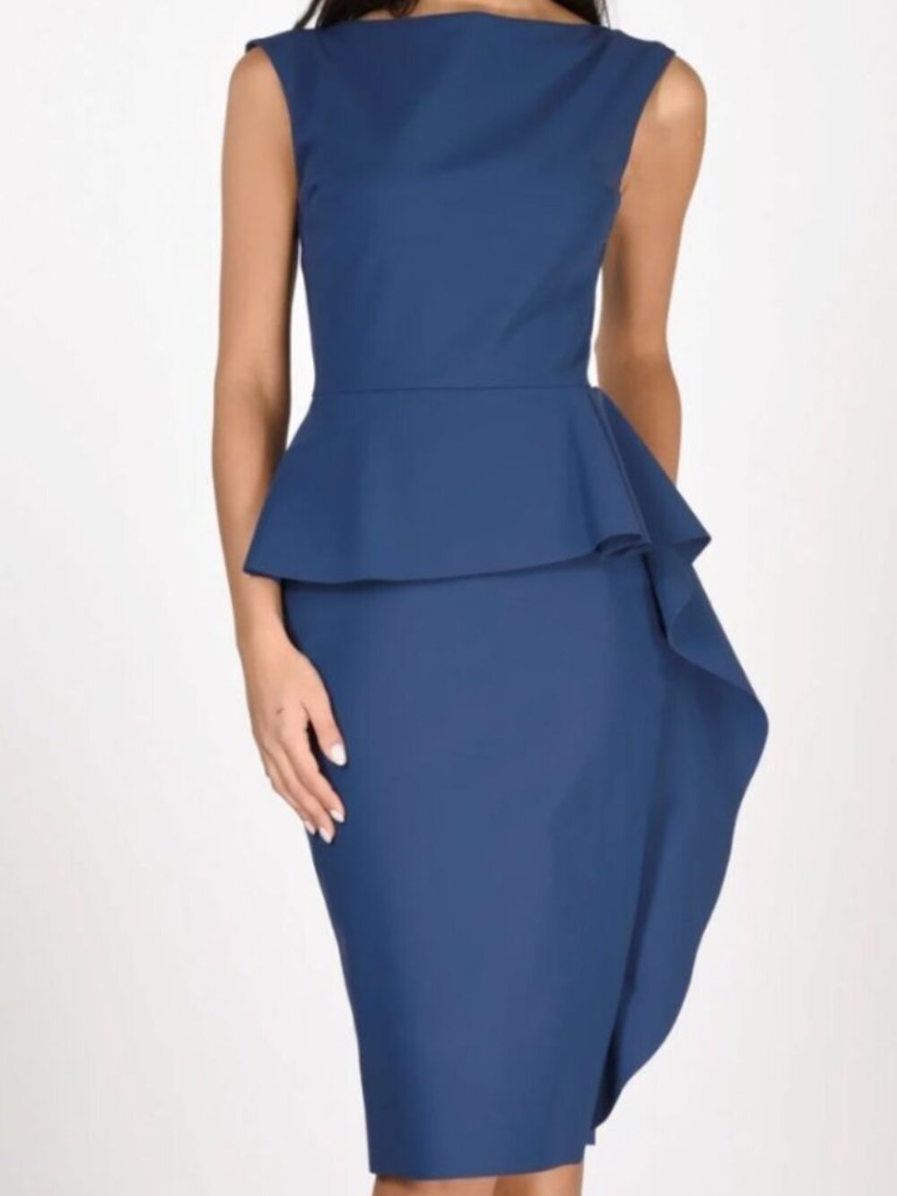 NWT CHIARA BONI LA PETITE ROBE Margret Dress With Frill Cerulean Size 44/ US 8
